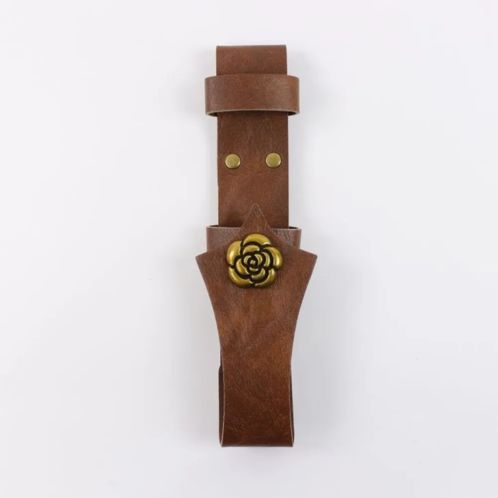 PU Leather Folding Fan Holder – Vintage Belt Loop Waist Case