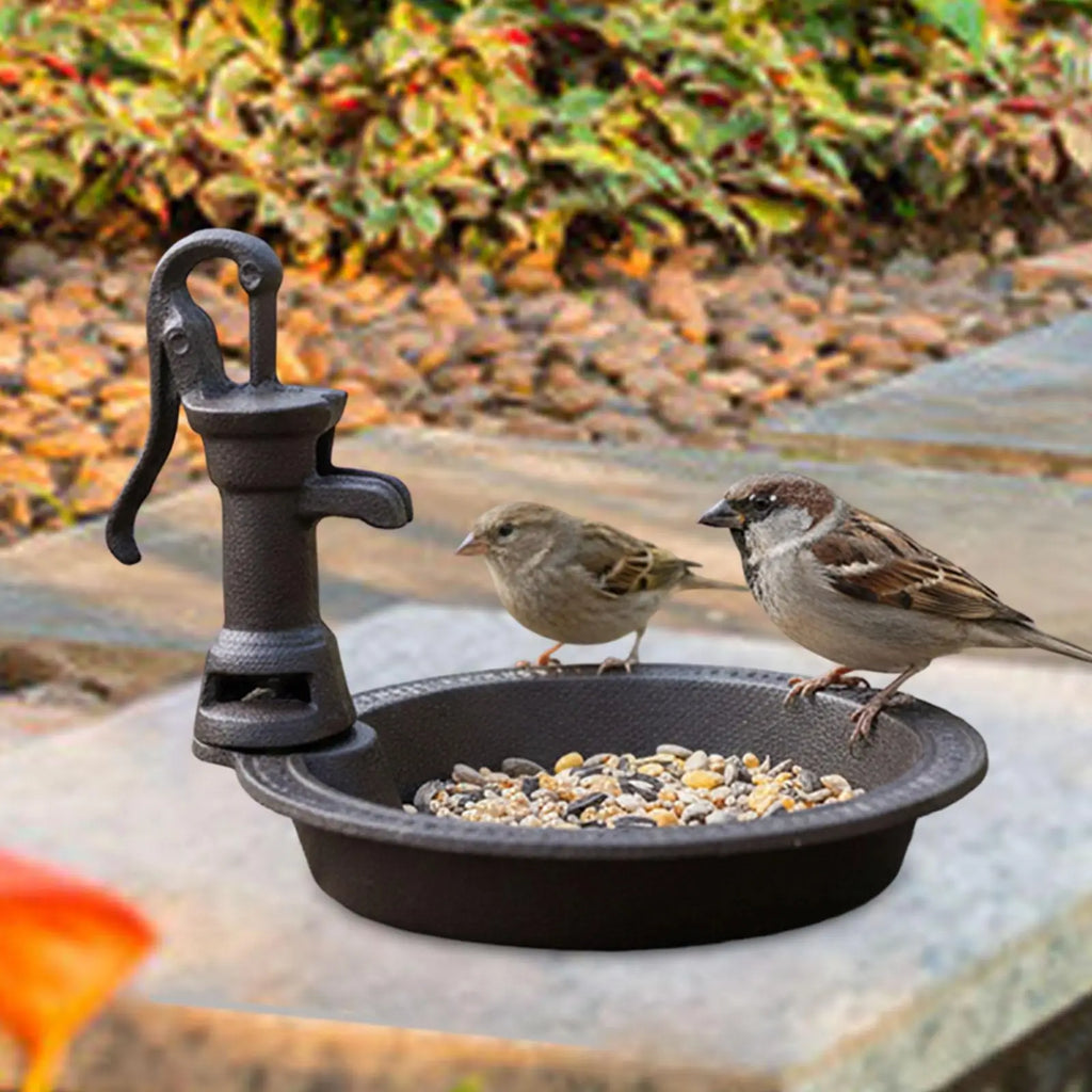 Retro Metal Bird Feeder Dish | Weatherproof Iron Garden Ornament