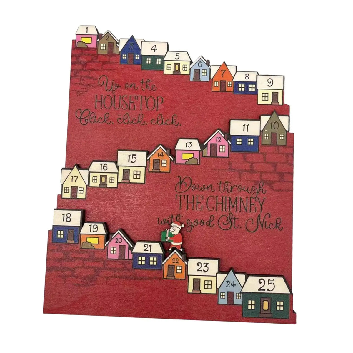 Reusable Wooden Advent Calendar with Santa Figure | Christmas Decor