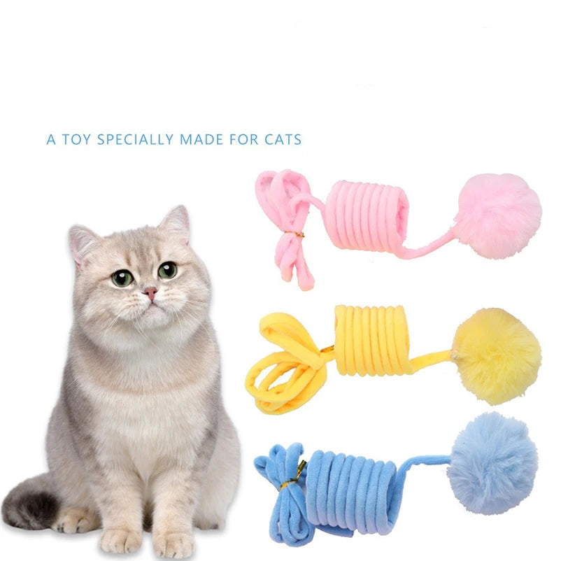Colorful Spring Cat Toy Ball – Suction Cup Door Hanger