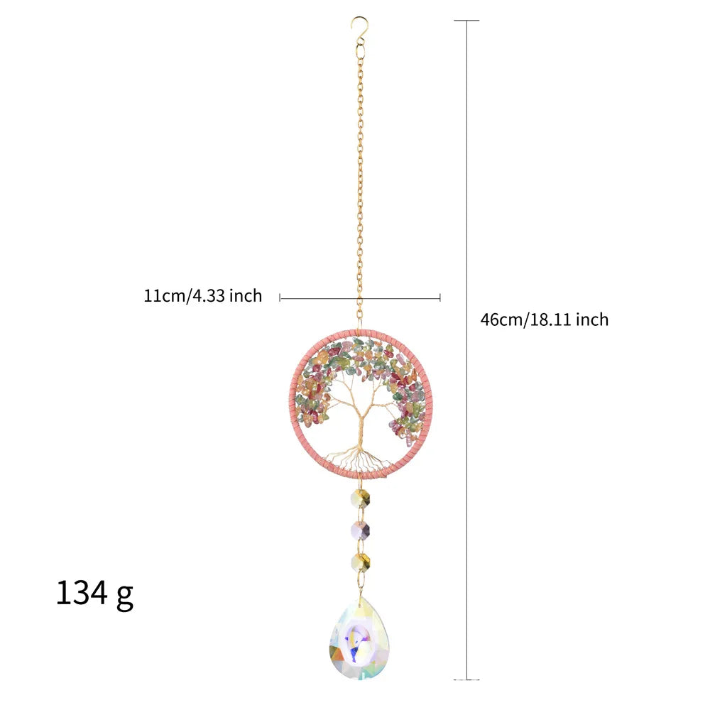 Tree of Life Crystal Suncatcher | Rainbow Prism Window Decor