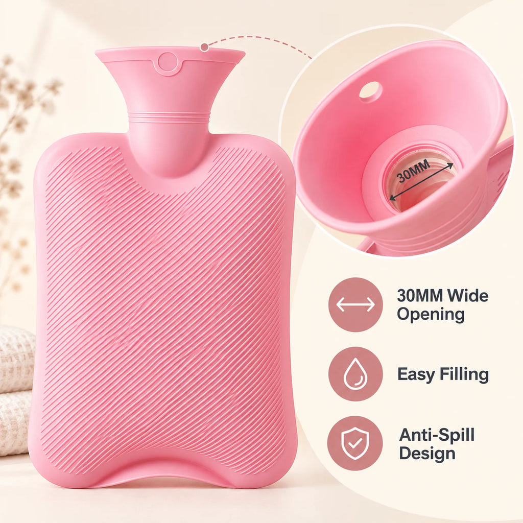 Soft Plush Hot Water Bottle with Cover – Reusable Warm Bag
