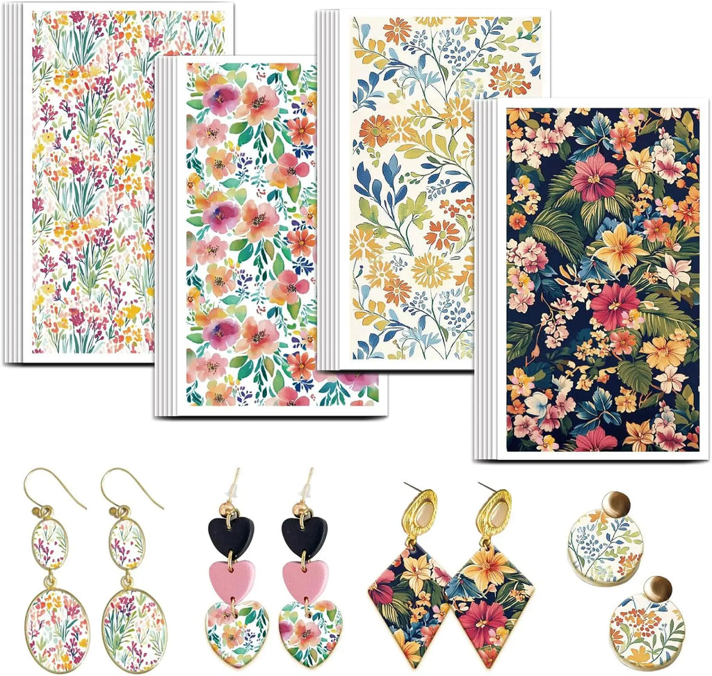 Tropical Flower Polymer Clay Transfer Sheets – 24 Pcs, 4 Designs