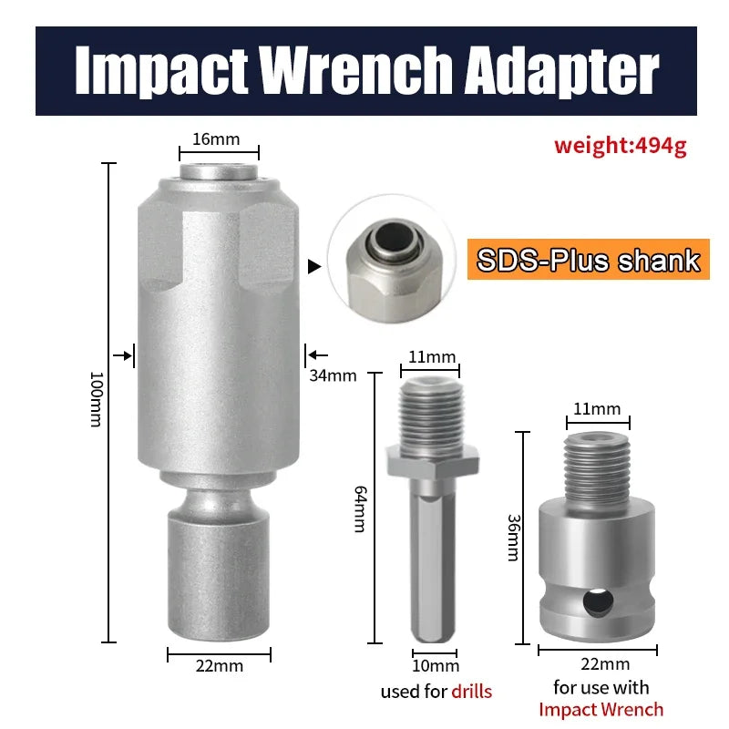 SDS-Plus & Square Adapter – Impact Wrench to Electric Hammer