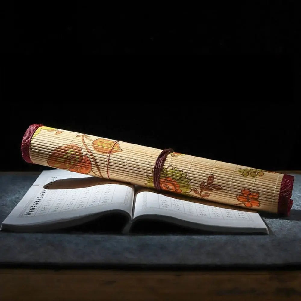 Bamboo Roll-Up Brush Holder | Calligraphy Pen Curtain Case
