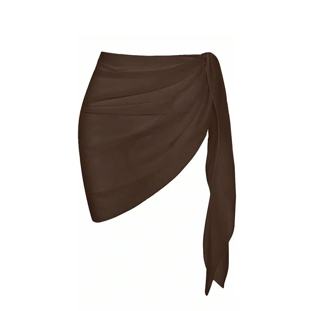 Women's Sheer Beach Wrap Skirt – Solid Color Bikini Cover-Up