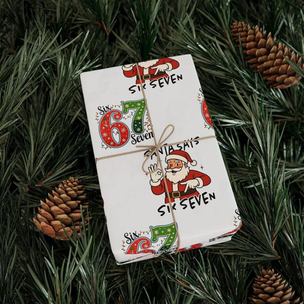 Funny "67" Christmas Wrapping Paper – Gag Gift Wrap 2 Sheets