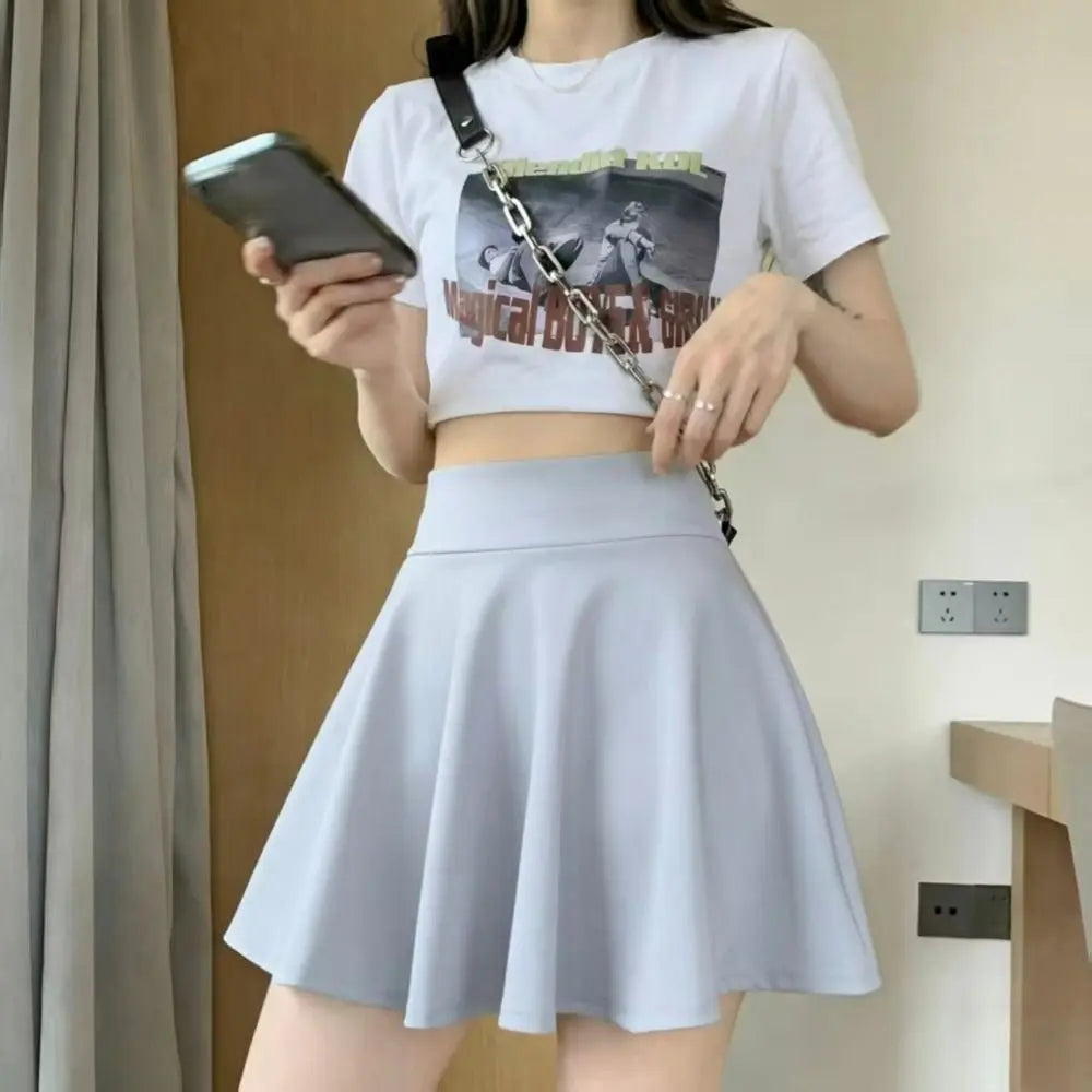 Women's Pleated Mini Skirt – Elastic Waist Casual Sun Skirt