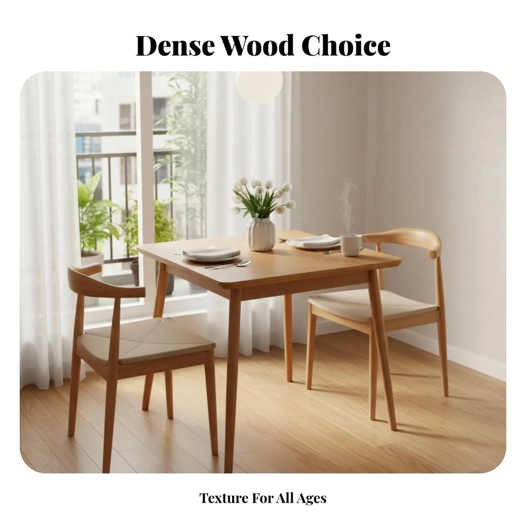 Square Dining Table Set with 4 Chairs – Solid Rubberwood