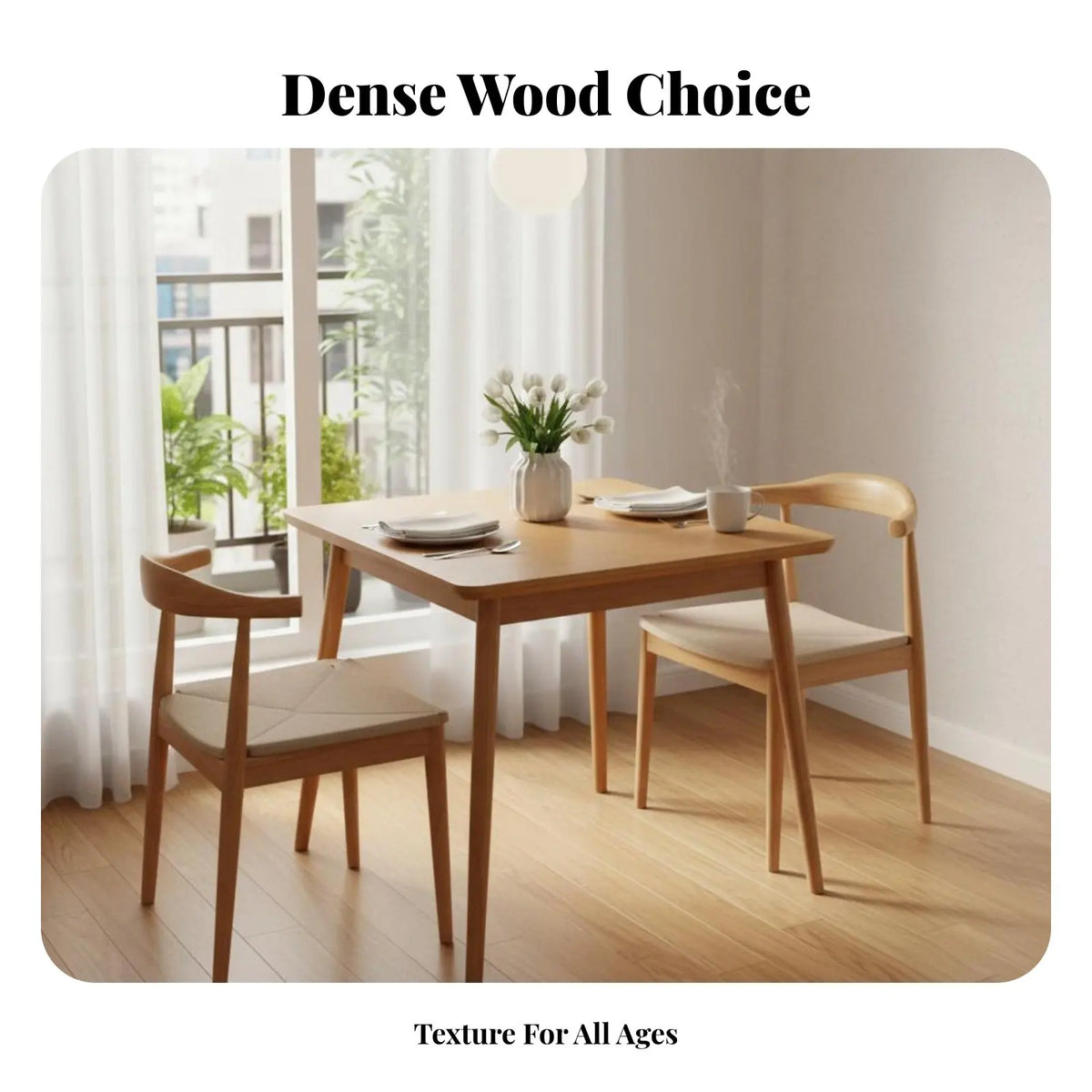 Square Dining Table Set with 4 Chairs – Solid Rubberwood