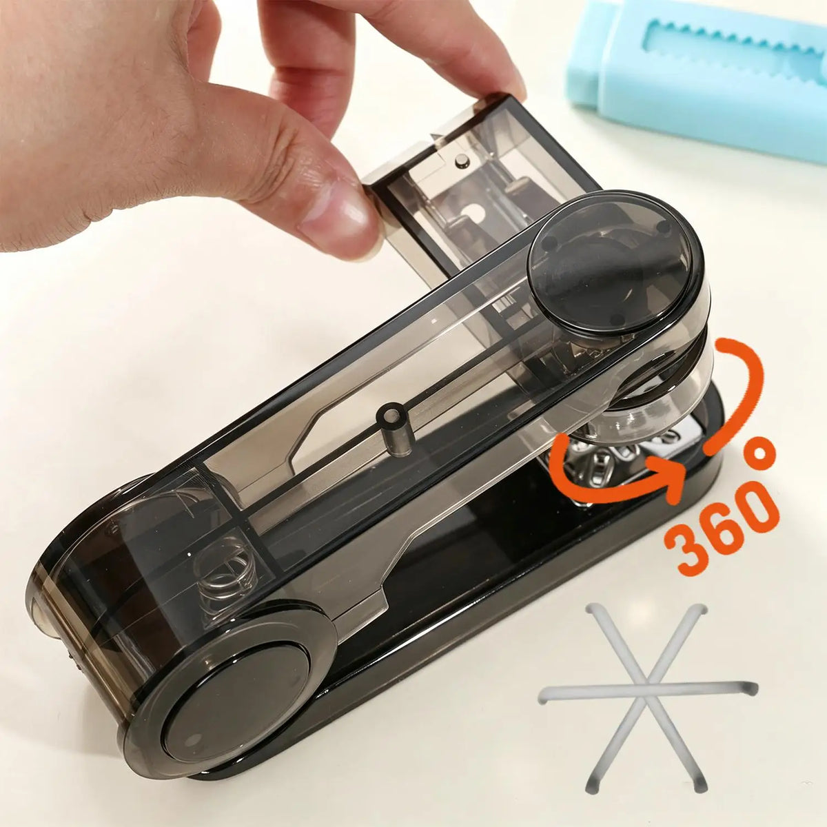 Transparent Rotatable Mini Stapler | 25-Sheet Notebook Binder