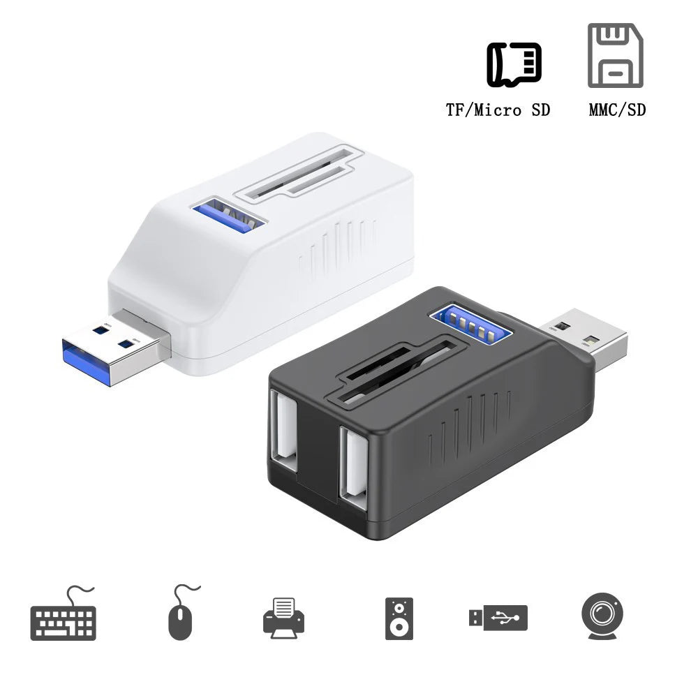 USB 3.0 Hub 5-Port Splitter with TF/SD/MMC Card Reader