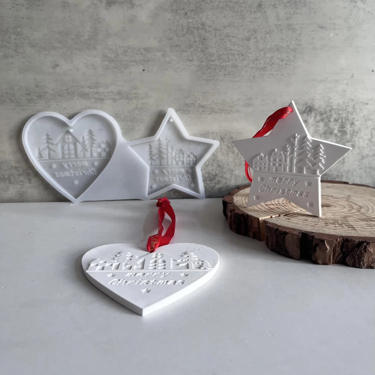 Christmas Silicone Mold – Heart Pentagram House Tree Pendant