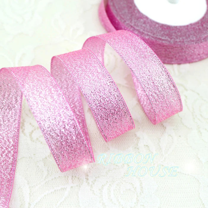 Pink Metallic Glitter Ribbon 3/4" 25 Yards – Wedding & Gift