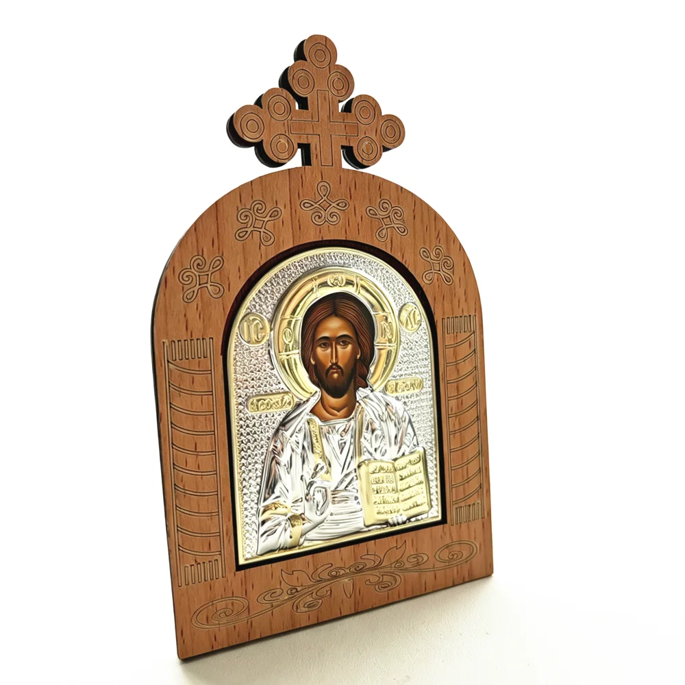 Wooden Orthodox Icon Jesus & Virgin Mary | Religious Decor