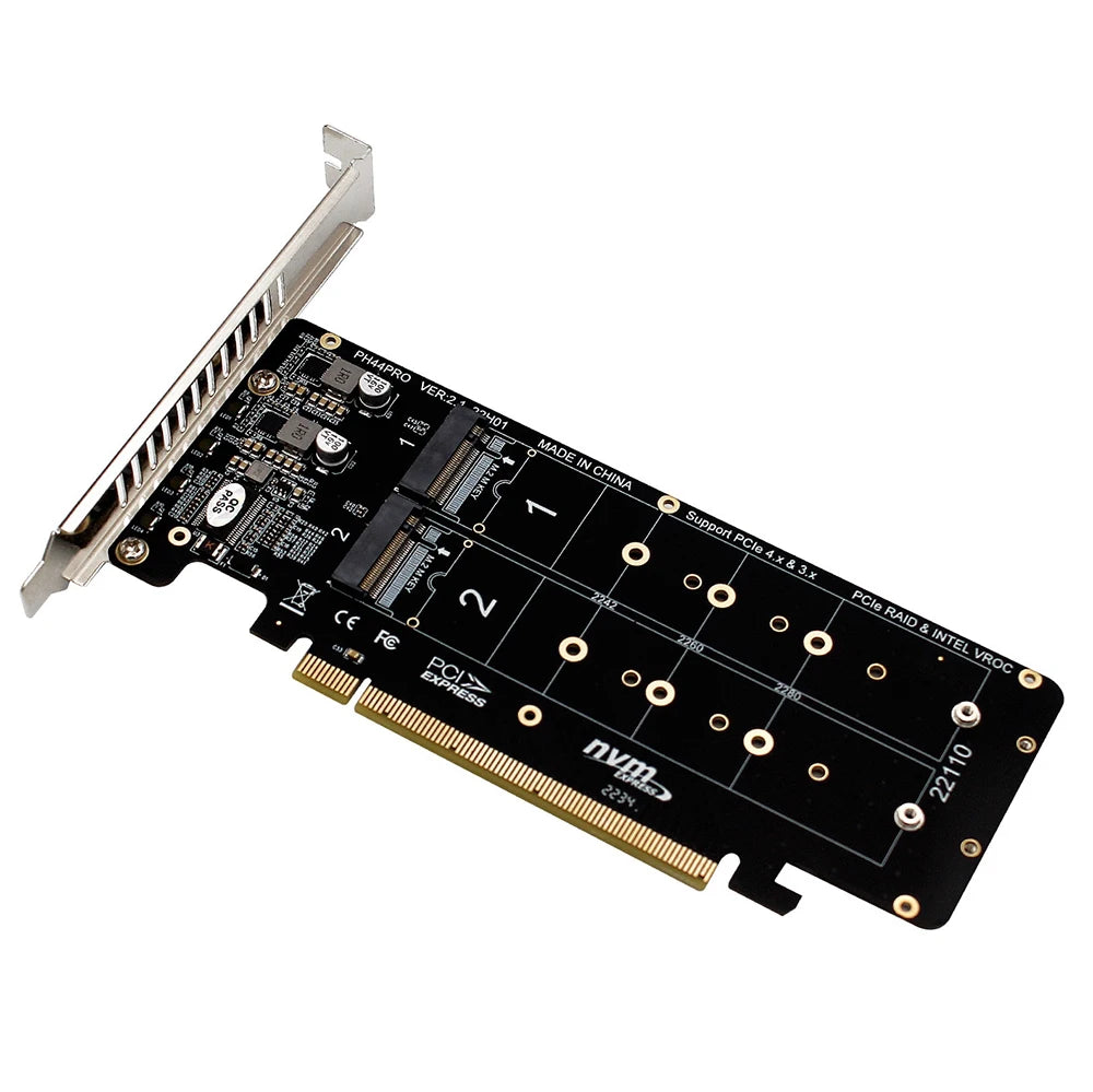 PCIe X16 to M.2 NVMe Converter – 4-Slot RAID Expansion Card
