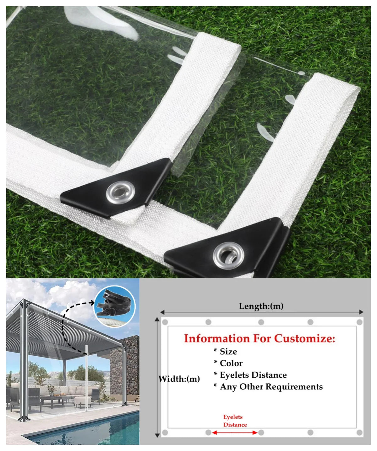 0.55mm Clear PVC Waterproof Tarpaulin – Custom Size Cover