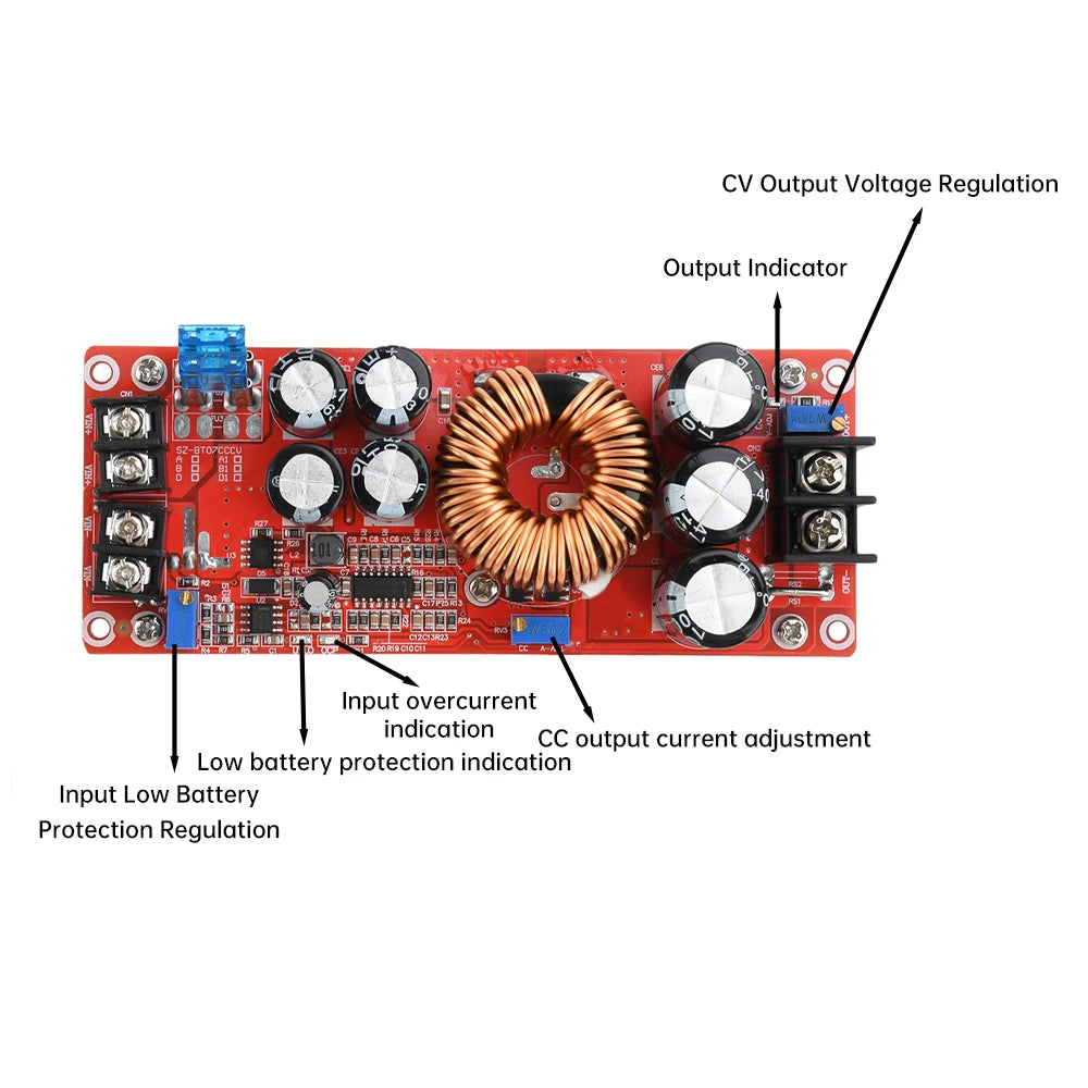 DC-DC Boost Converter 1800W 40A / 1200W 20A Adjustable Step-Up