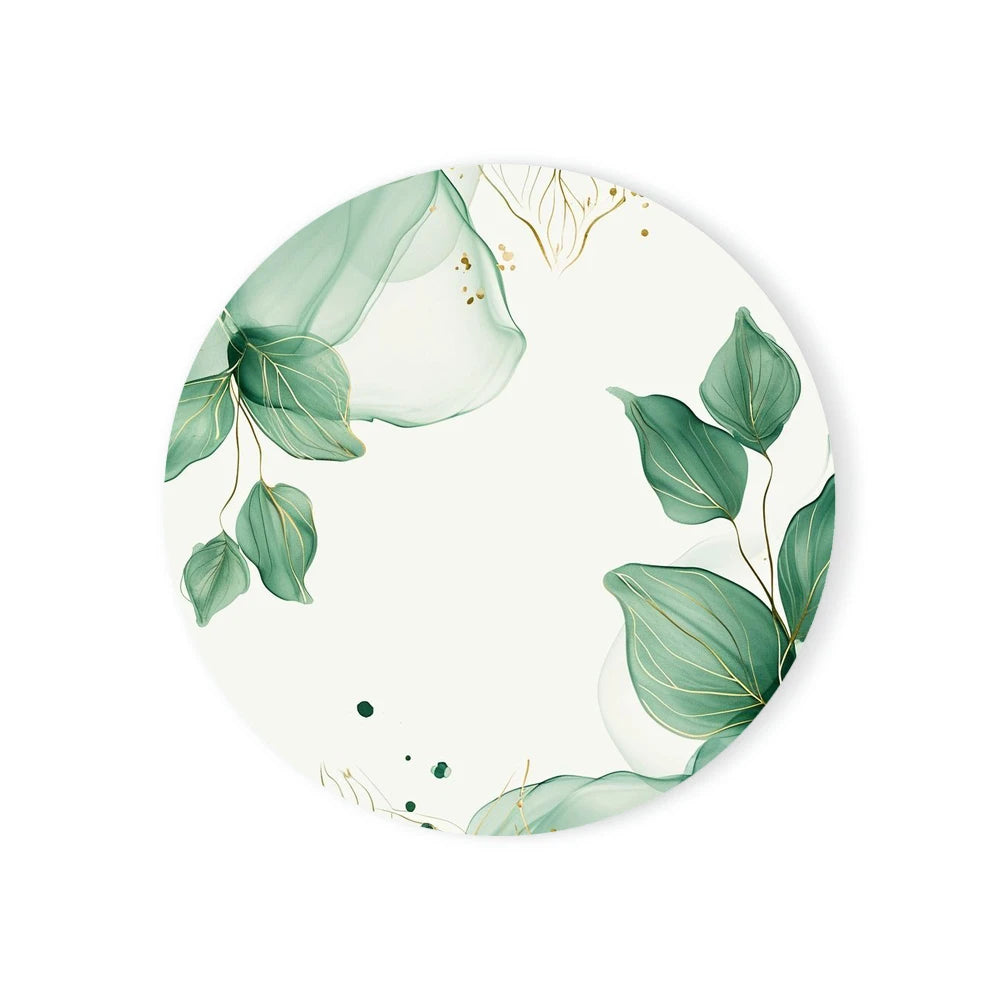 Watercolor Abstract Ceramic Coaster with Cork Base | Round