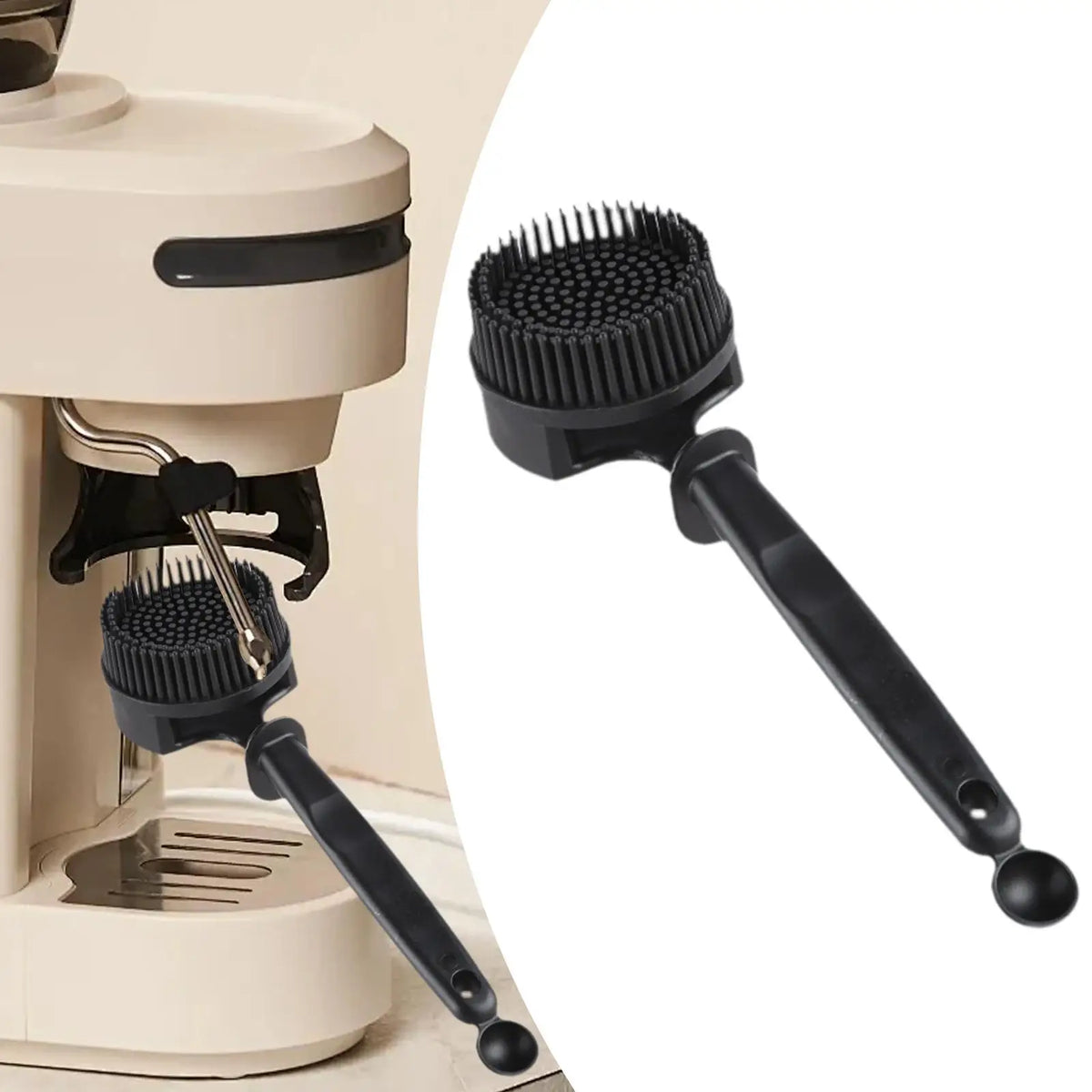 Espresso Machine Cleaning Brush with Spoon | Silicone Handle