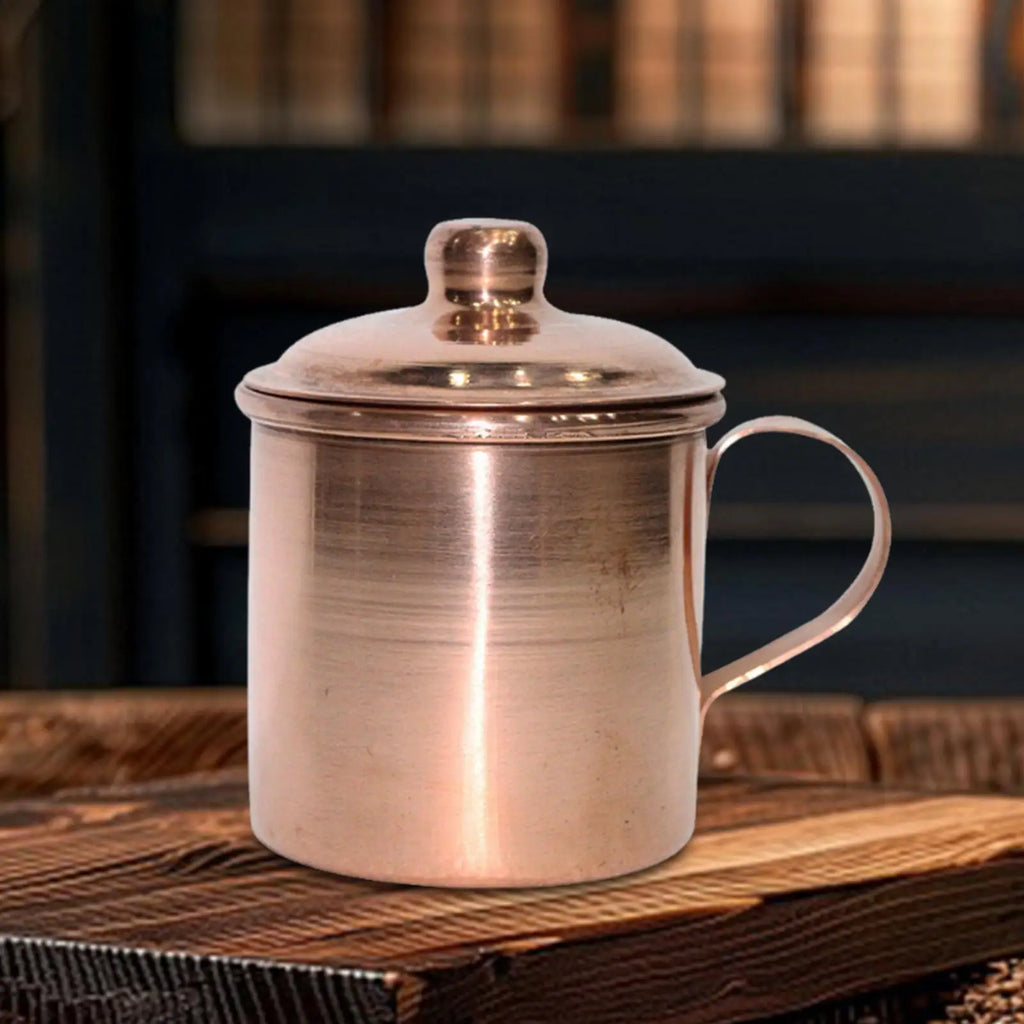 Retro Handmade Copper Mug with Lid & Handle – 300ml Cup