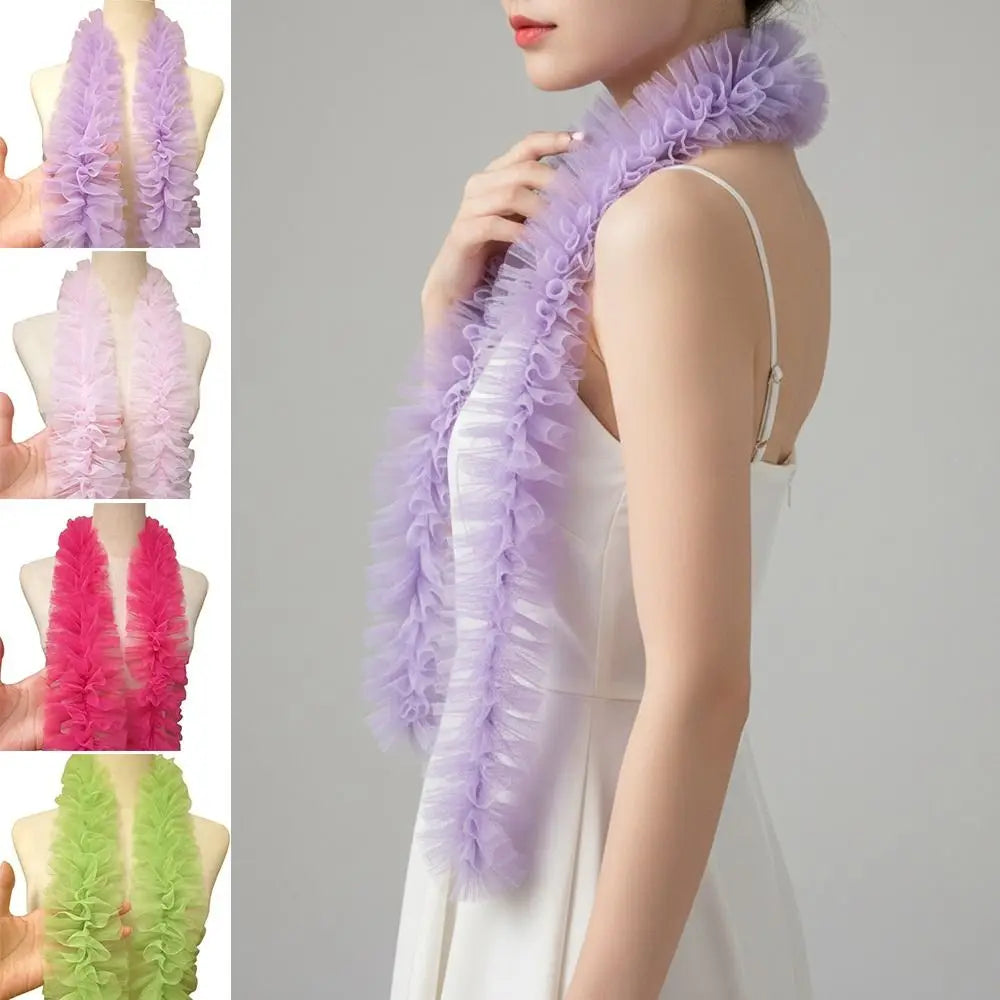 9cm Double-Layer Mesh Ruffle Lace Trim – Colorful Woolen Strip