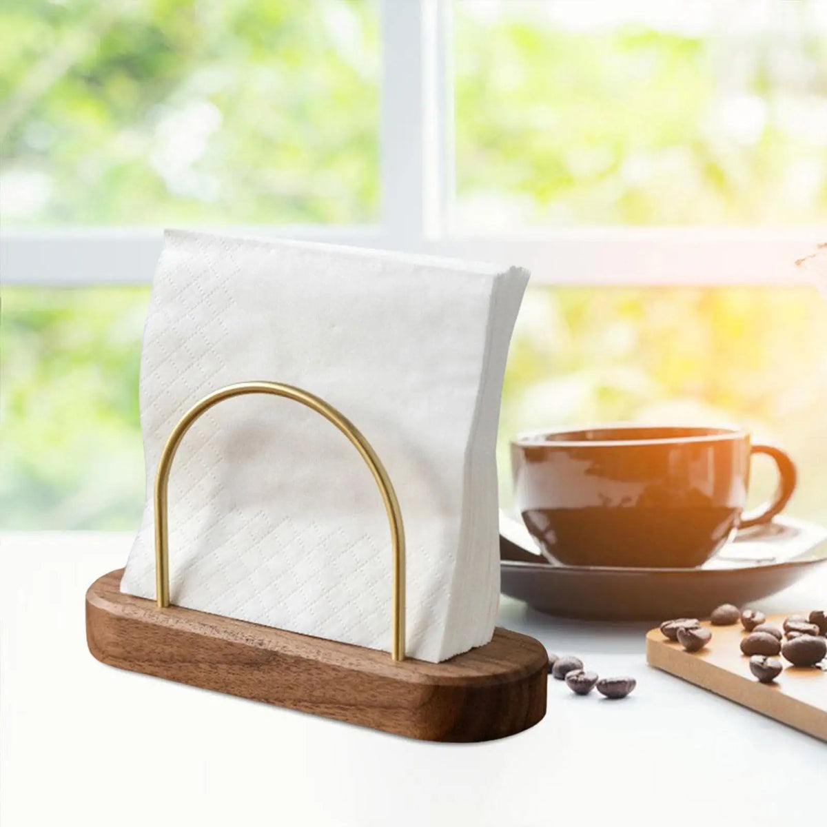 Wooden Coffee Filter Paper Holder – Walnut & Brass Rack