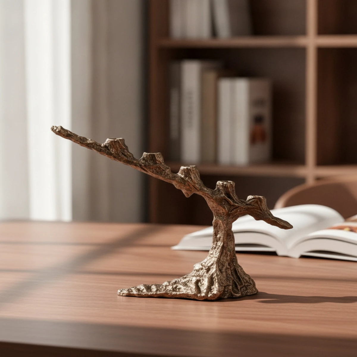 Tree Branch 3-Arm Candelabra | Antique Bronze Tabletop Holder