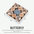 Butterfly Floral Wooden Rubber Stamp Set – 8pc + Ink Pad