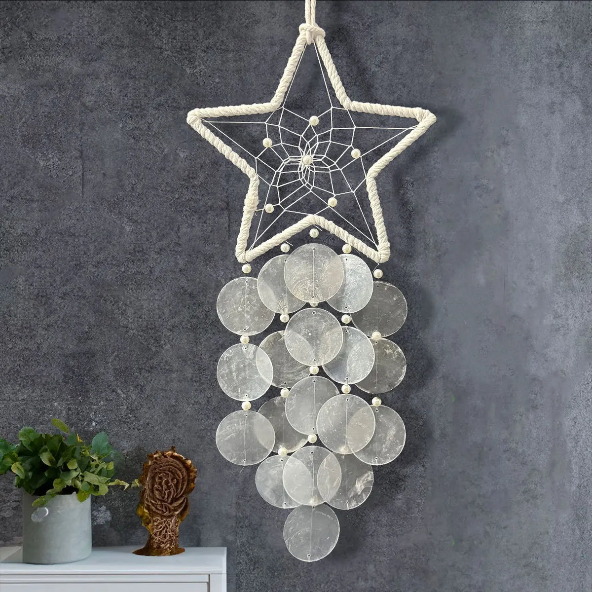 Handmade Shell Wind Chime Wall Hanging – Boho Coastal Décor