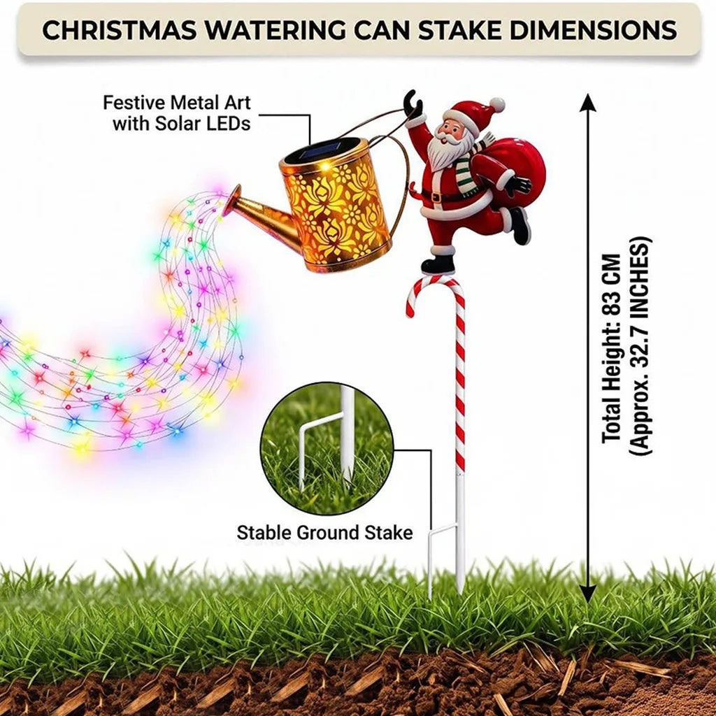 Solar Santa Watering Can Stake Light | IP65 LED Garden Decor