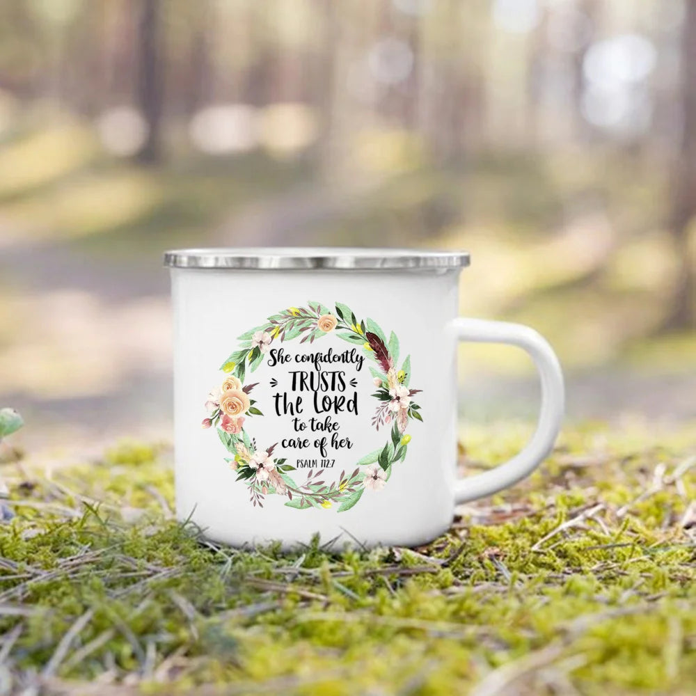 "This Is My Bible Reading Mug" – Christian Enamel Coffee Mug