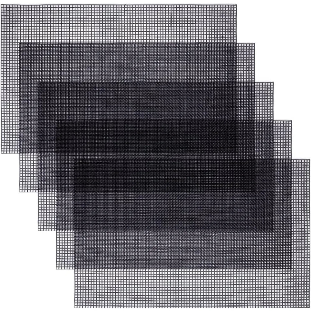 5-Pack Black Plastic Mesh Canvas Sheets for Yarn & Crochet