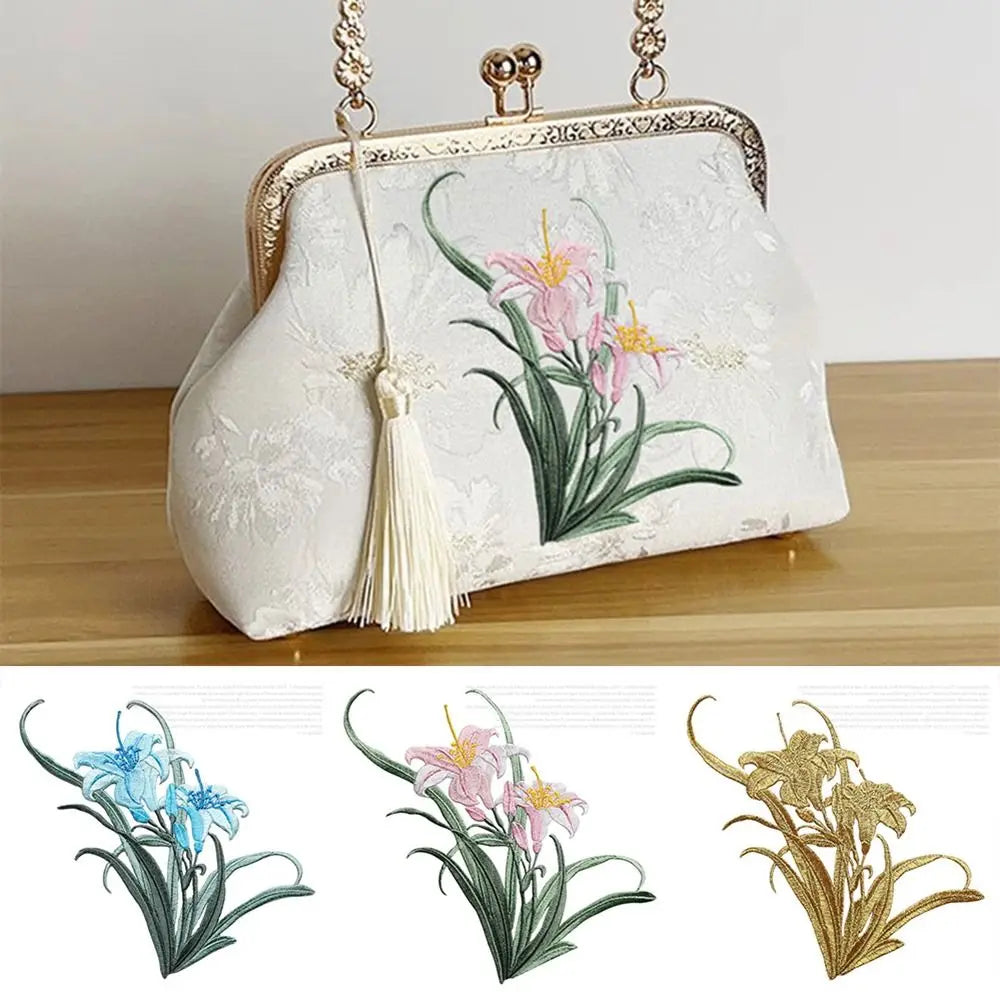 3D Orchid Iron-On Embroidery Patch – Chinese Style DIY Craft