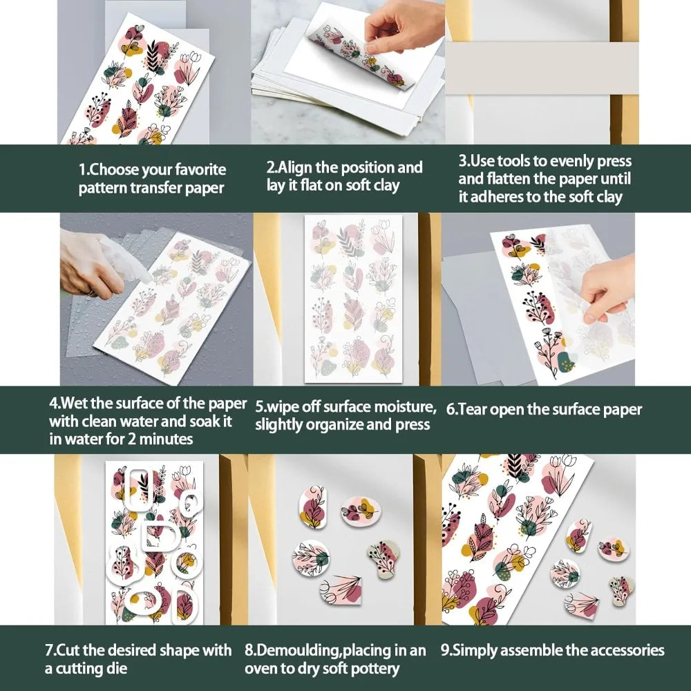 Tropical Flower Polymer Clay Transfer Sheets – 24 Pcs, 4 Designs