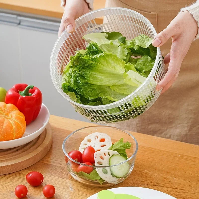 Manual Salad Spinner & Vegetable Drain Basket | Kitchen Tool