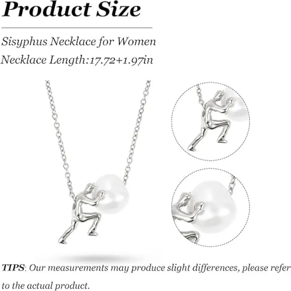 Sisyphus Pendant Necklace – Perseverance Symbol Silver Jewelry