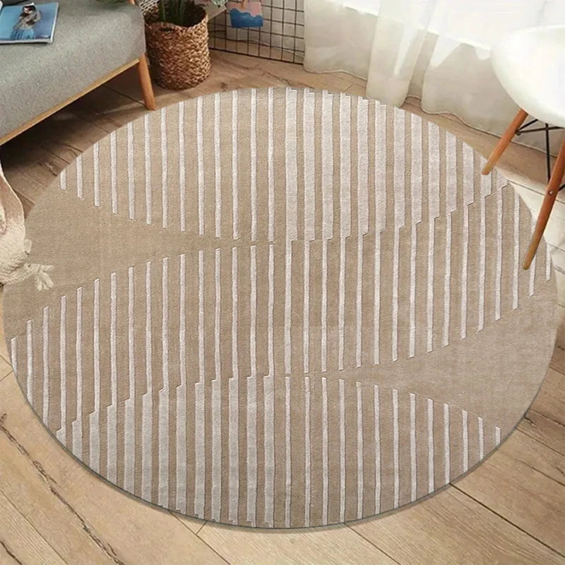 Wabi-Sabi Geometric Round Area Rug – Beige Non-Slip Floor Mat