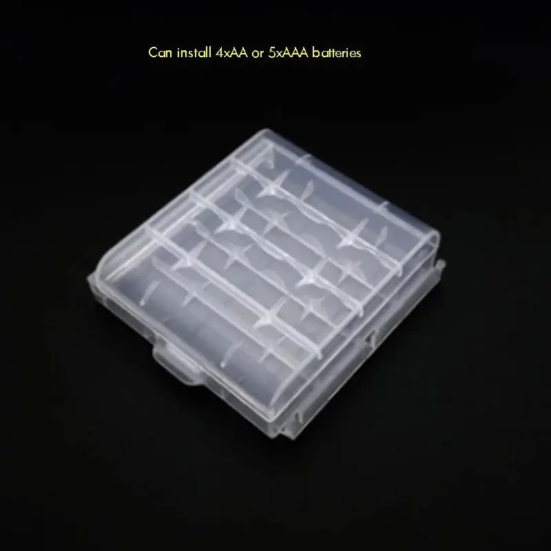 Clear Battery Storage Box – Holds 4 AA or 5 AAA Batteries