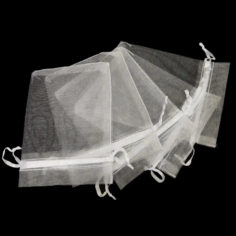 White Organza Drawstring Gift Bags 25/50PCS – Jewelry Pouches