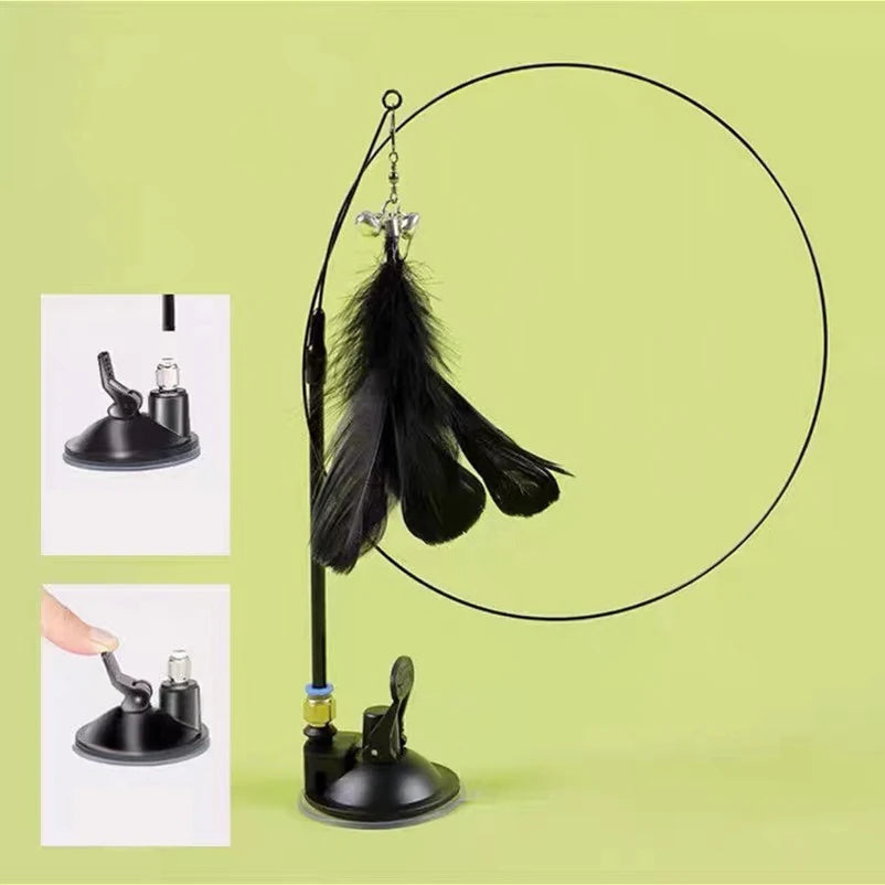 Suction Cup Cat Teaser Stick – Bell & Feather Self-Play Toy