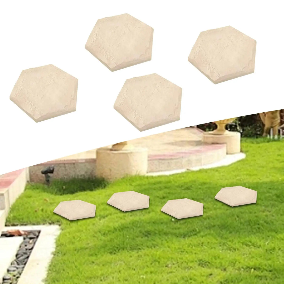 Plastic Garden Stepping Stones Set with Ground Nails – 4 Pack