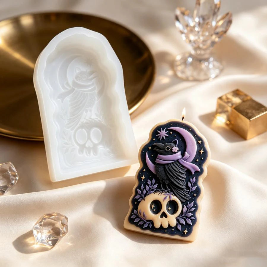 Halloween Skull Crow Moon Silicone Mold – Candle Soap DIY