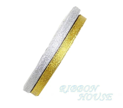5-Pack 6mm Gold & Silver Polyester Ribbon – Christmas Wrap