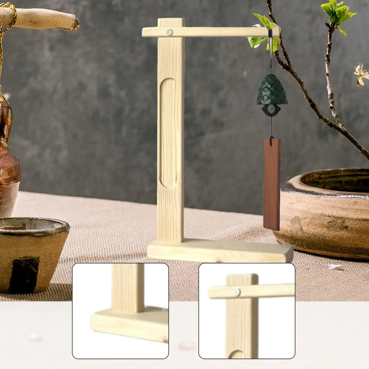 Wooden Wind Chime Stand | Tabletop Hanging Ornament Rack