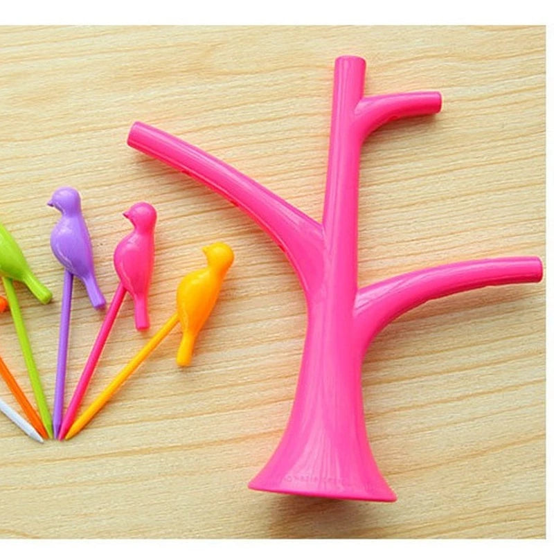 Bird Tree Fruit & Dessert Fork Set | 6 Bird Forks + Holder