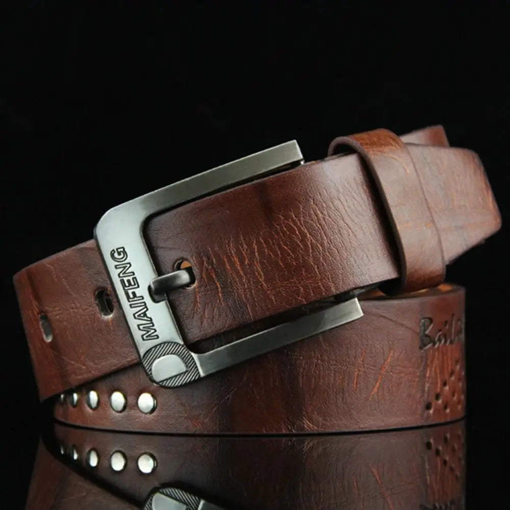 Vintage PU Leather Belt Men – Pin Buckle Waistband | 110cm