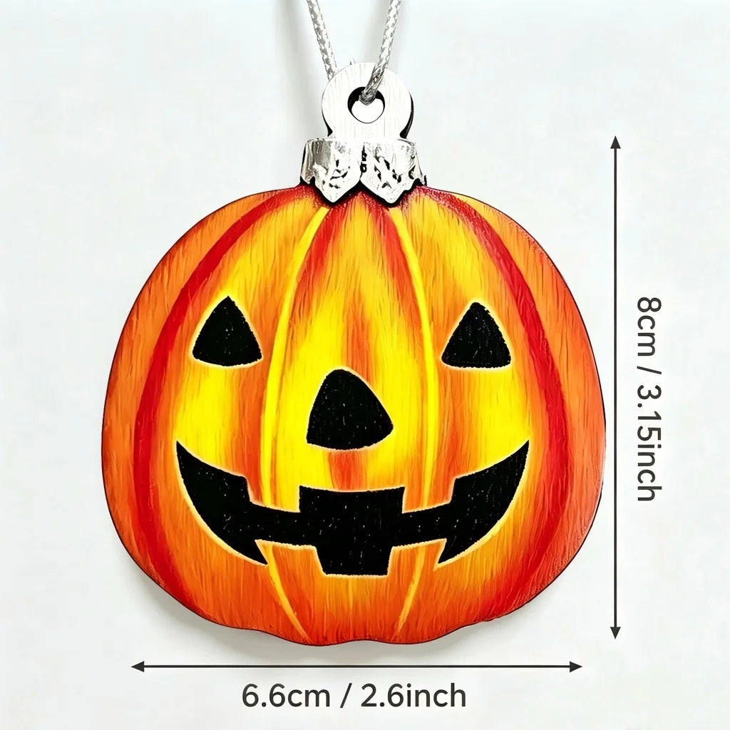 Halloween Wooden Pumpkin Pendants – 12-Piece Holiday Décor Set