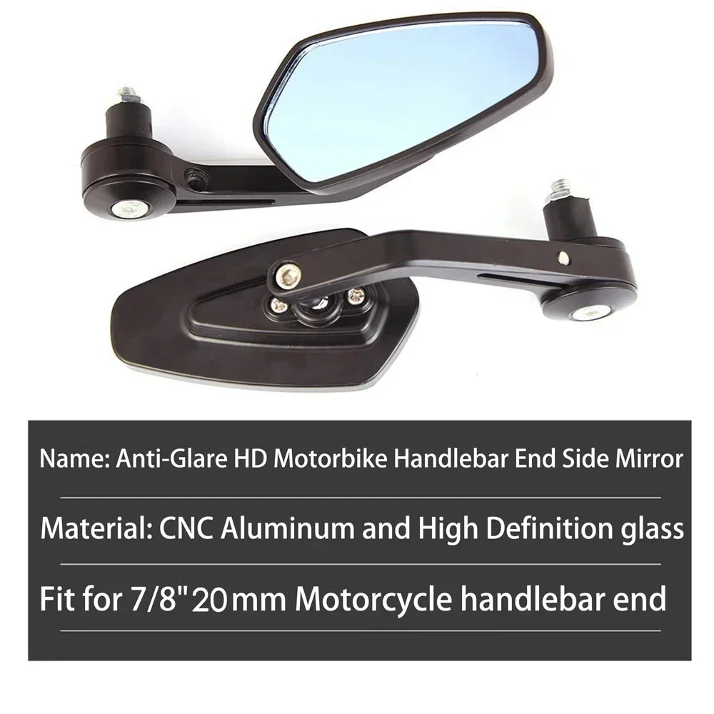 Universal Motorcycle Handlebar End Rearview Mirrors – CNC Aluminum