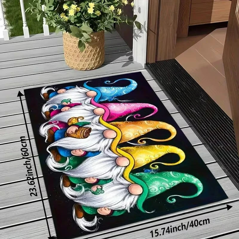 Festive Gnome Door Mat – Non-Slip Machine Washable Rug